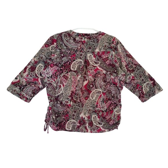 Roz & Ali XL Paisley Print Tunic Blouse, 3/4 Sleeve, Polyester/Espandex. - Picture 2 of 8